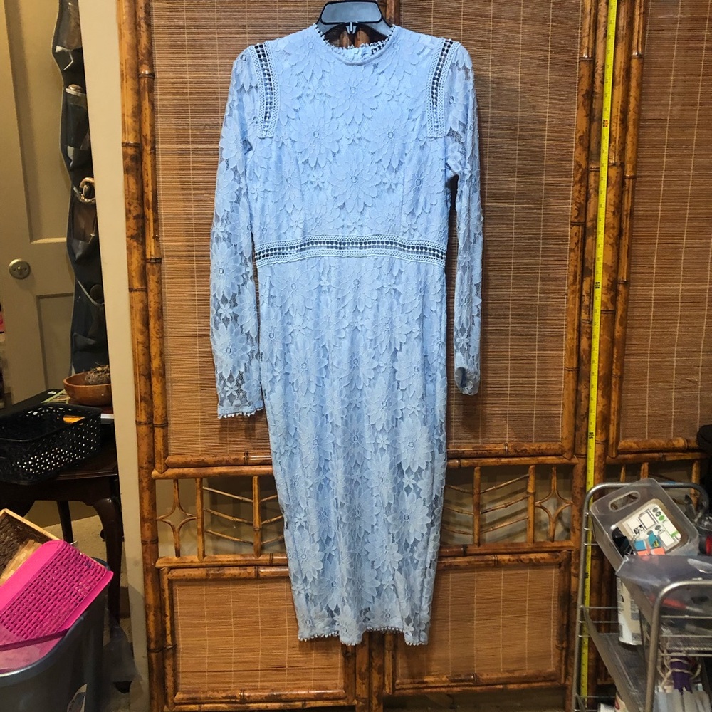 PrettyLittleThing Light Blue Lace Dress